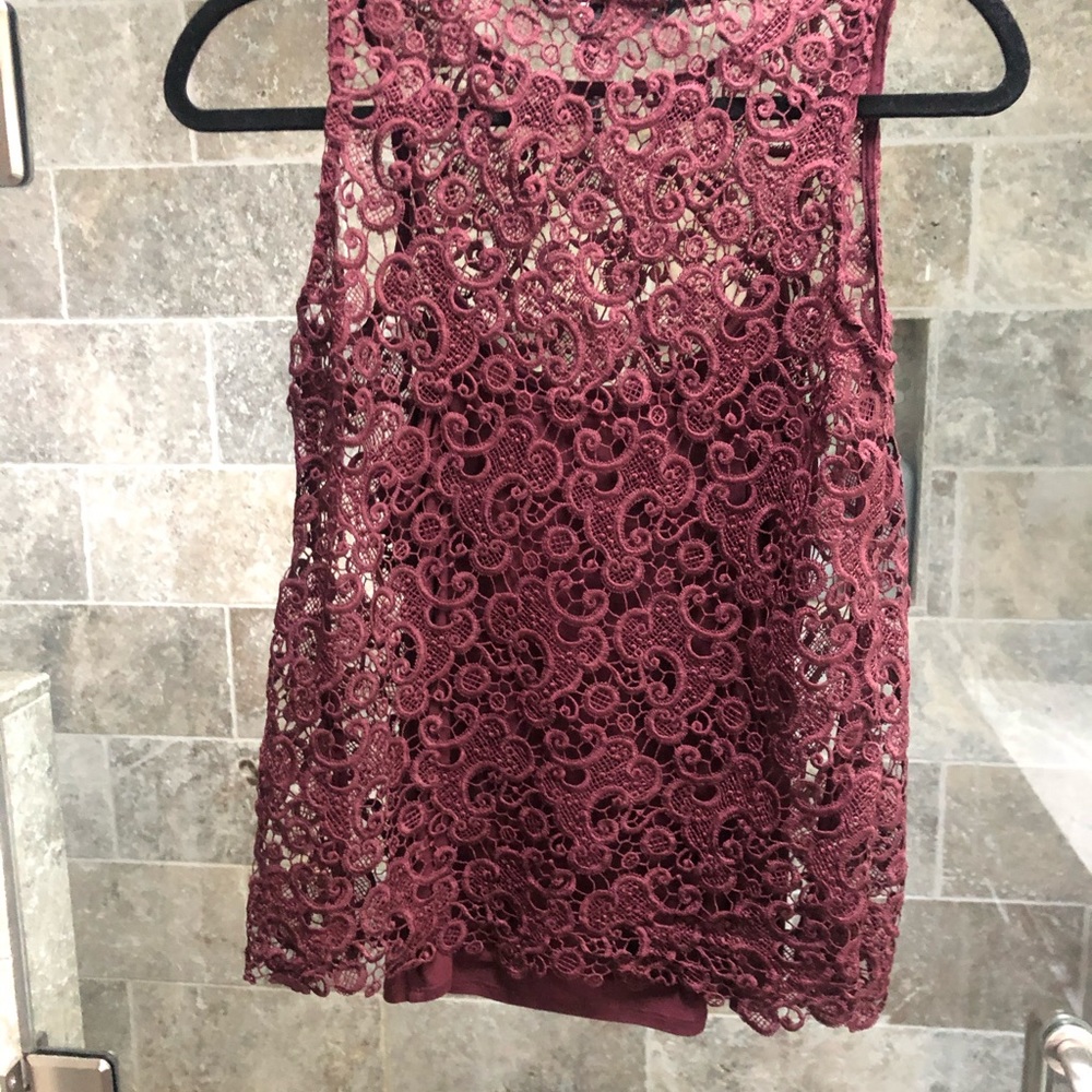 White House black market burgundy lace top